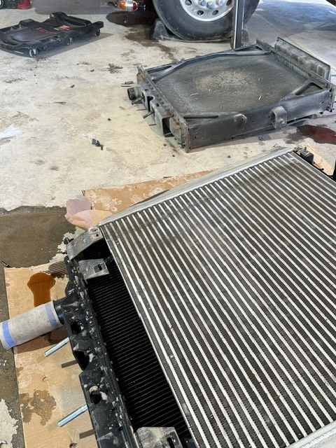 Cleaner truck radiator core after replacement or improved condition