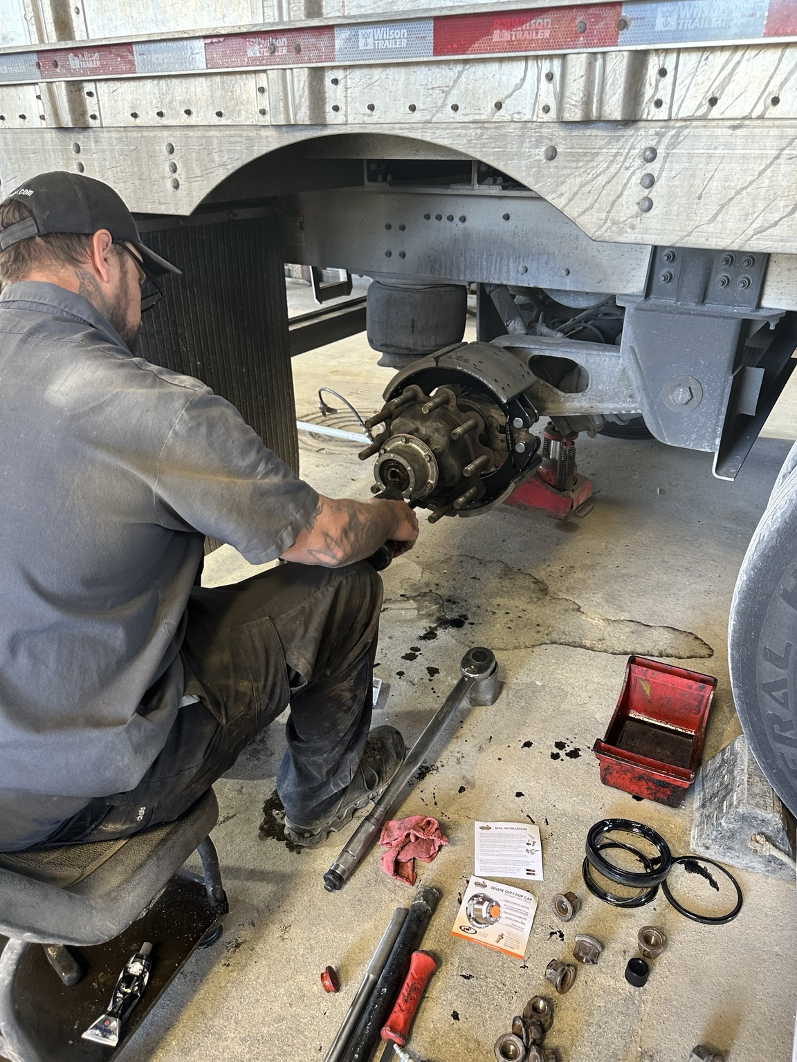 Clean heavy-duty trailer wheel-end installation after repair at STS Truck Services