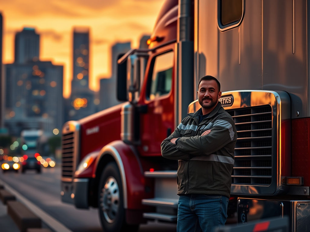 Professional truck driver standing beside semi truck representing truck driver hiring and staffing costs