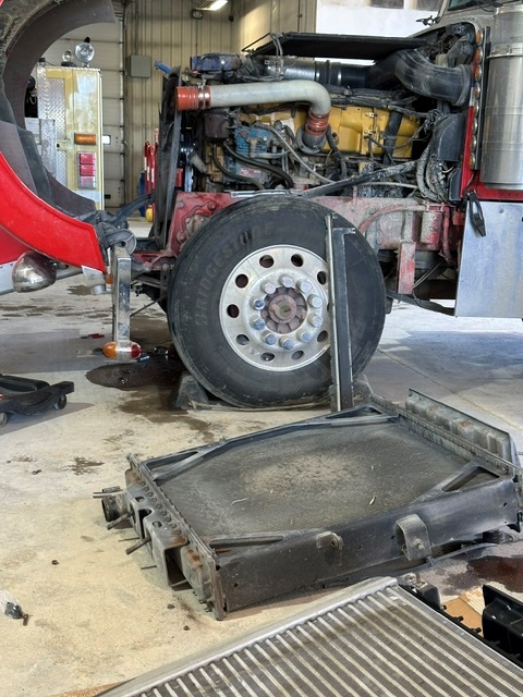 Cooling package repair on heavy-duty diesel truck