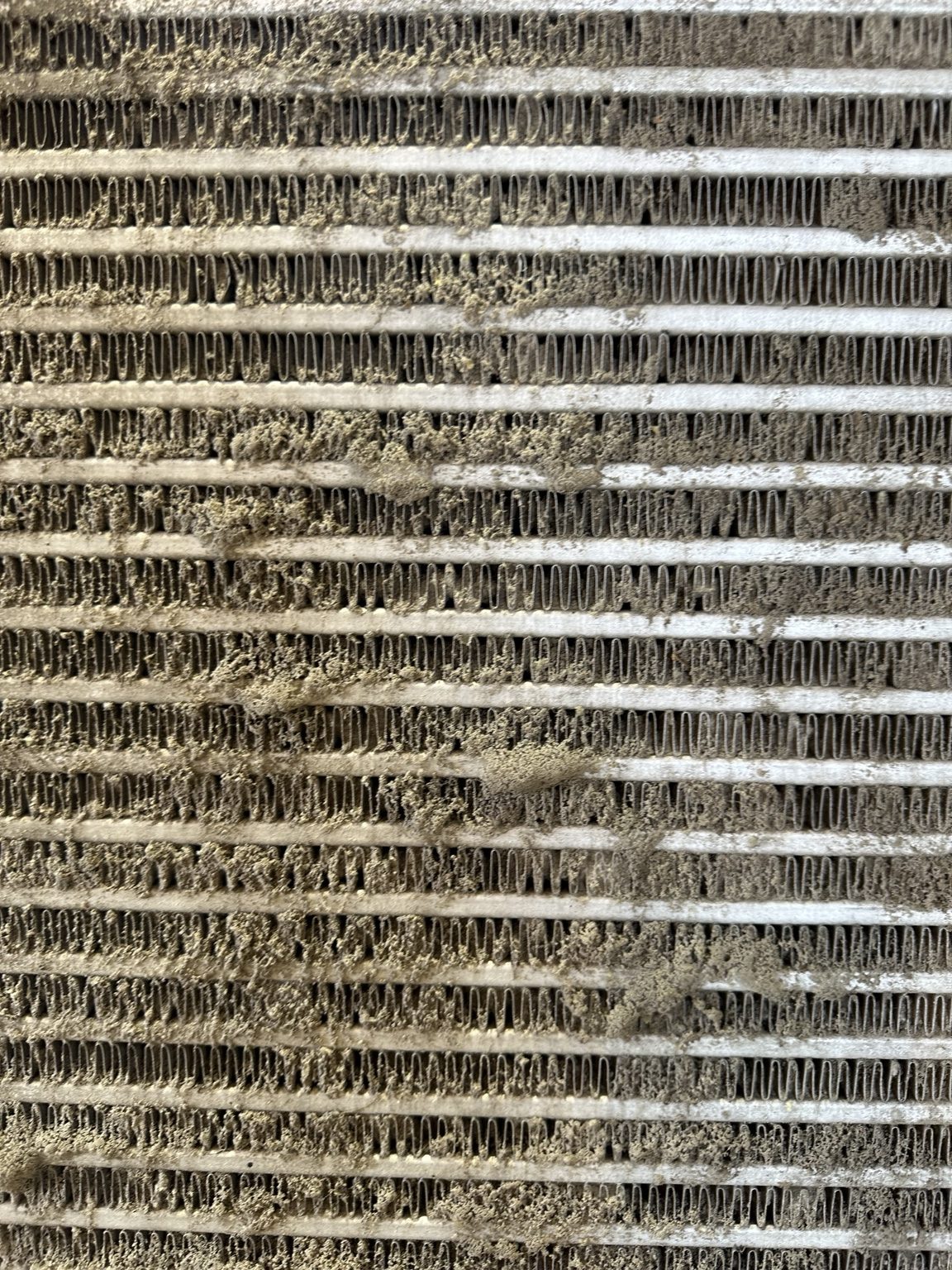 Dirty charge air cooler on a heavy-duty diesel truck restricting cooling performance