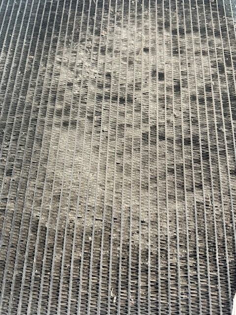 Dirty cooling core restricting airflow on diesel truck