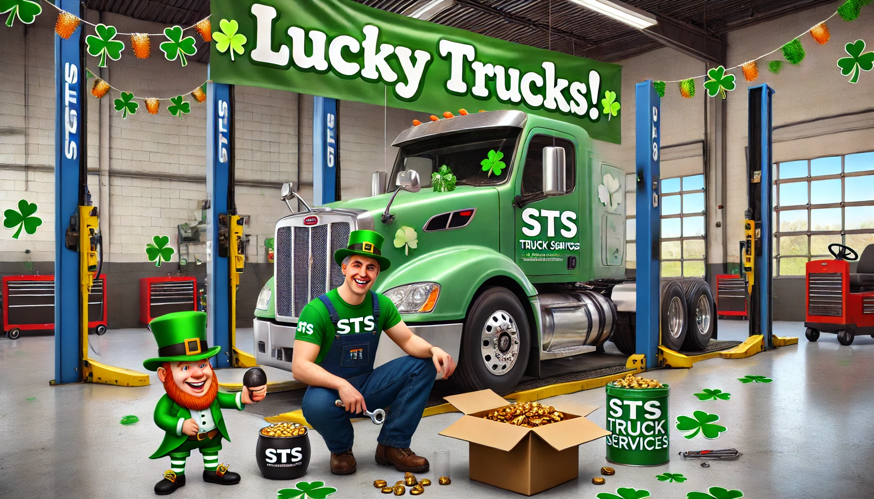 St Patrick themed truck service image representing preventative maintenance and fleet uptime