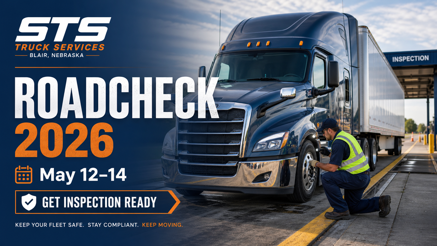 Heavy-duty truck inspection for Roadcheck 2026 in Blair Nebraska
